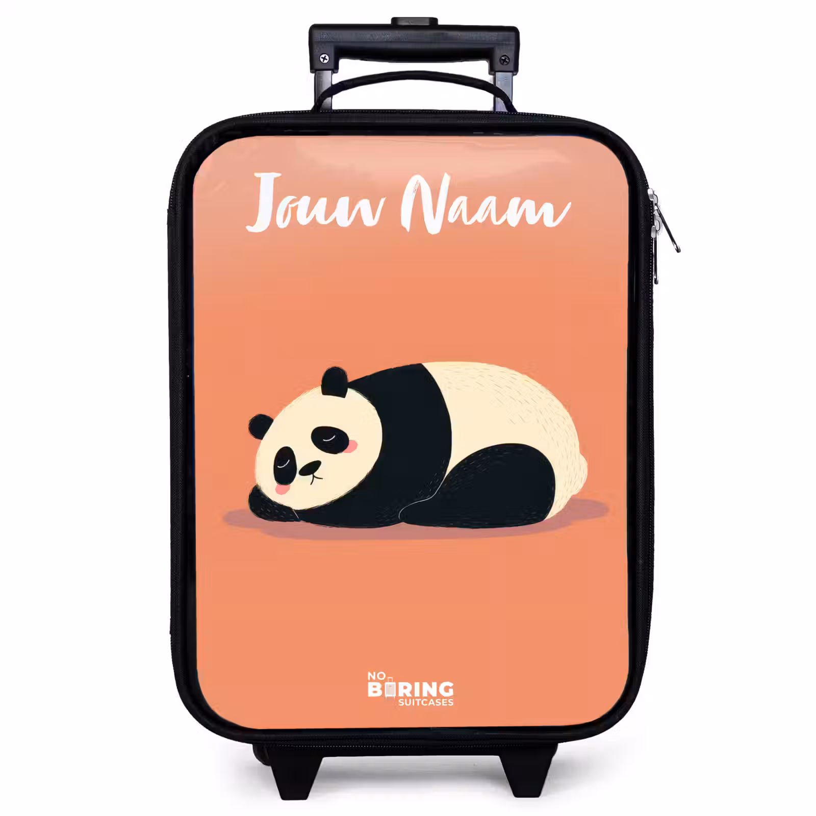 Kinderkoffer met naam - Zwart - Panda - Slapen - Oranje — 1