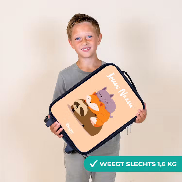 Kinderkoffer met naam - Zwart - Dieren - Slapen - Samen — 2