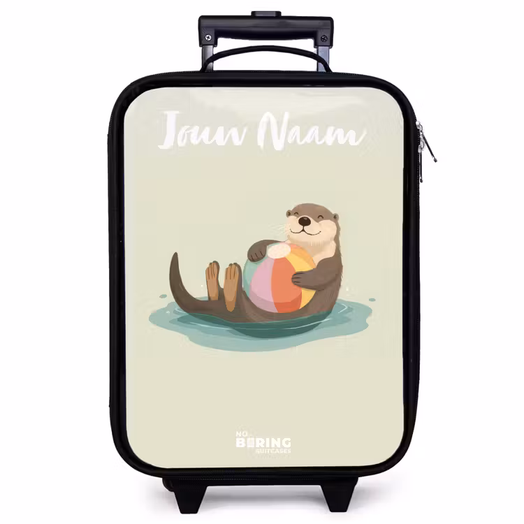 Kinderkoffer met naam - Zwart - Otter - Strandbal - Water — 1