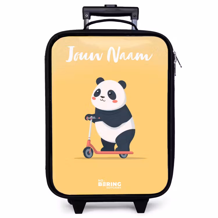 Kinderkoffer met naam - Zwart - Panda - Step - Geel — 1