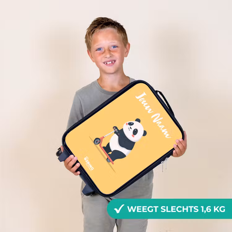 Kinderkoffer met naam - Zwart - Panda - Step - Geel — 2