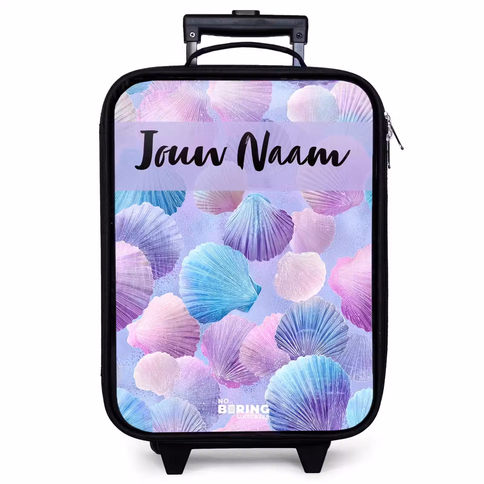 Kinderkoffer met naam - Zwart - Schelpen - Paars - Blauw - Patroon — 1