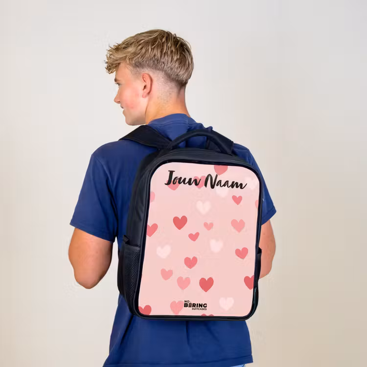 Kinderrugzak met naam - Zwart - Hartjes - Patroon - Roze — 6