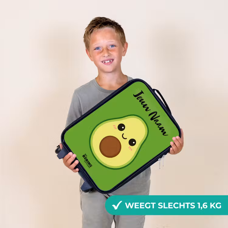 Kinderkoffer met naam - Zwart - Kawai - Avocado - Groen — 2