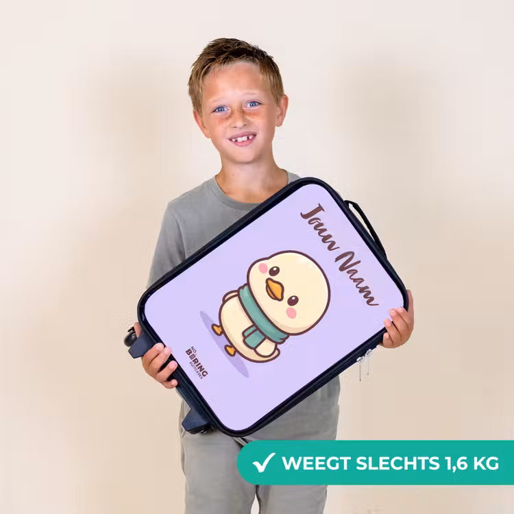 Kinderkoffer met naam - Zwart - Kawai - Eend - Sjaal — 2