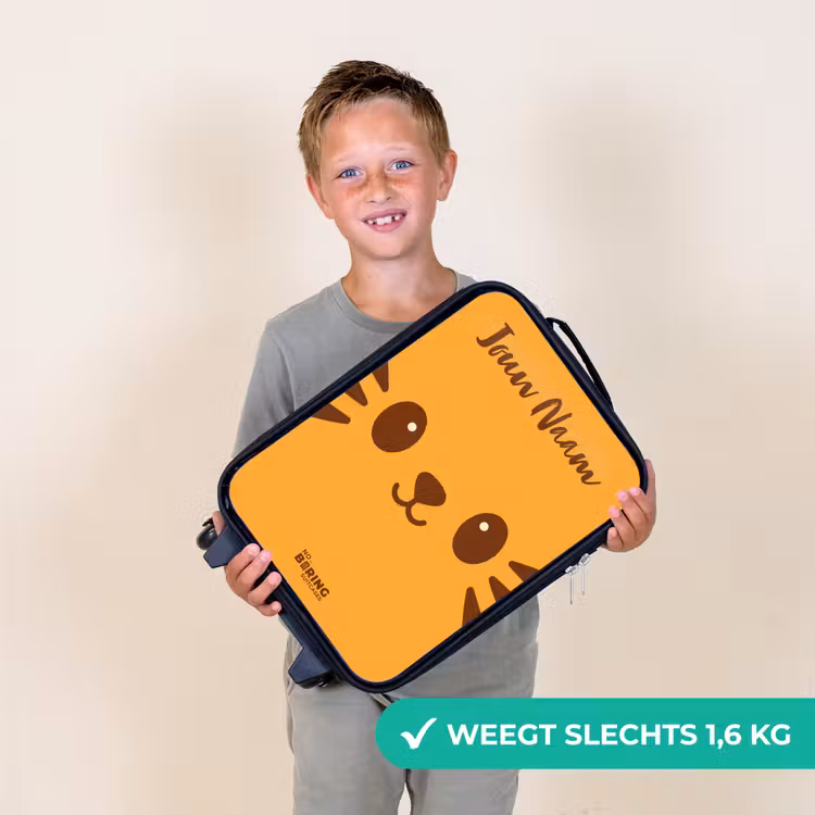 Kinderkoffer met naam - Zwart - Kawai - Tijger - Oranje — 2