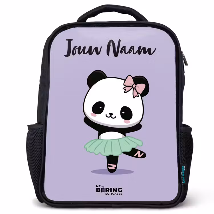 Kinderrugzak met naam - Zwart - Kawai - Ballet - Panda — 1