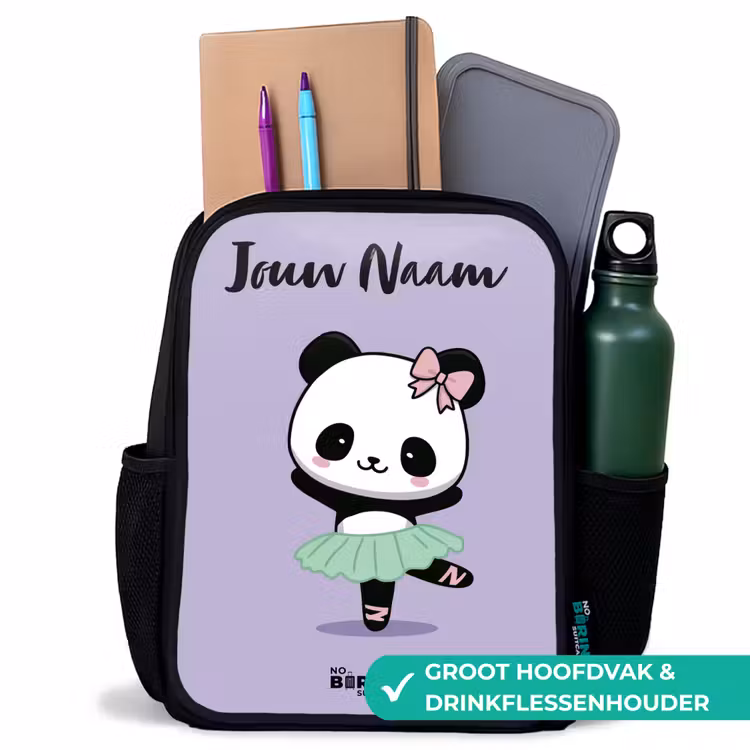 Kinderrugzak met naam - Zwart - Kawai - Ballet - Panda — 4