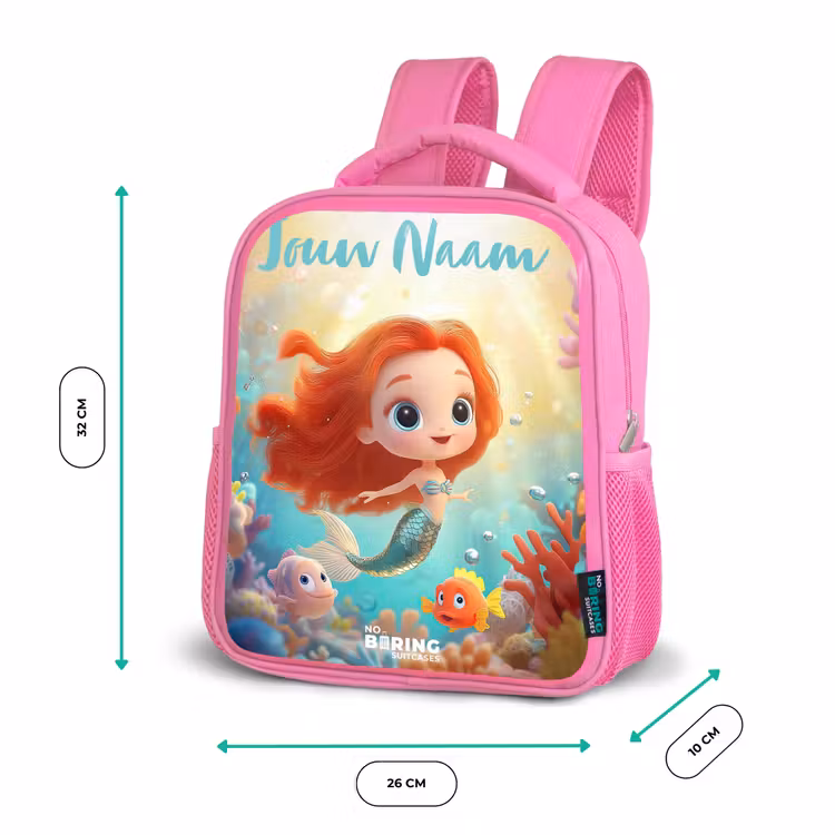 Kinderrugzak met naam - Roze - Zeemeermin - Vissen - Koraal — 3