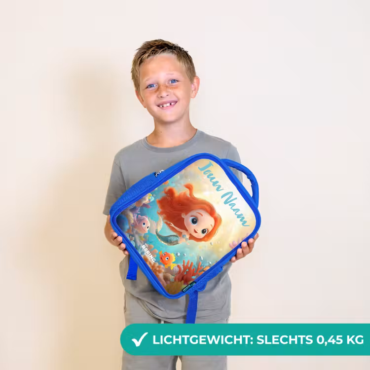 Kinderrugzak met naam - Blauw - Zeemeermin - Vissen - Koraal — 2