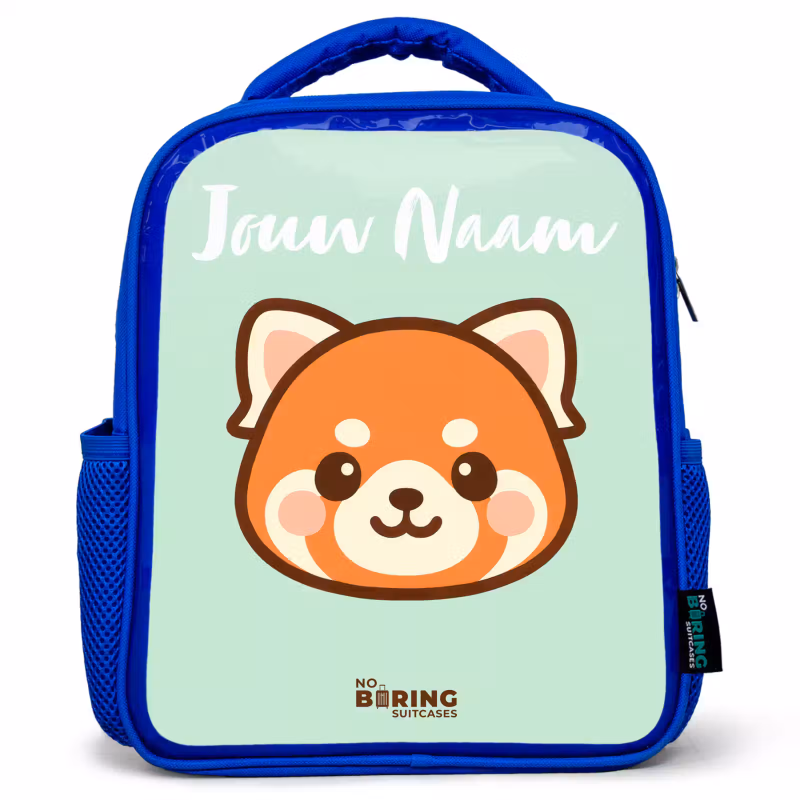 Kinderrugzak met naam - Blauw - Kawai - Rode panda - Groen — 1