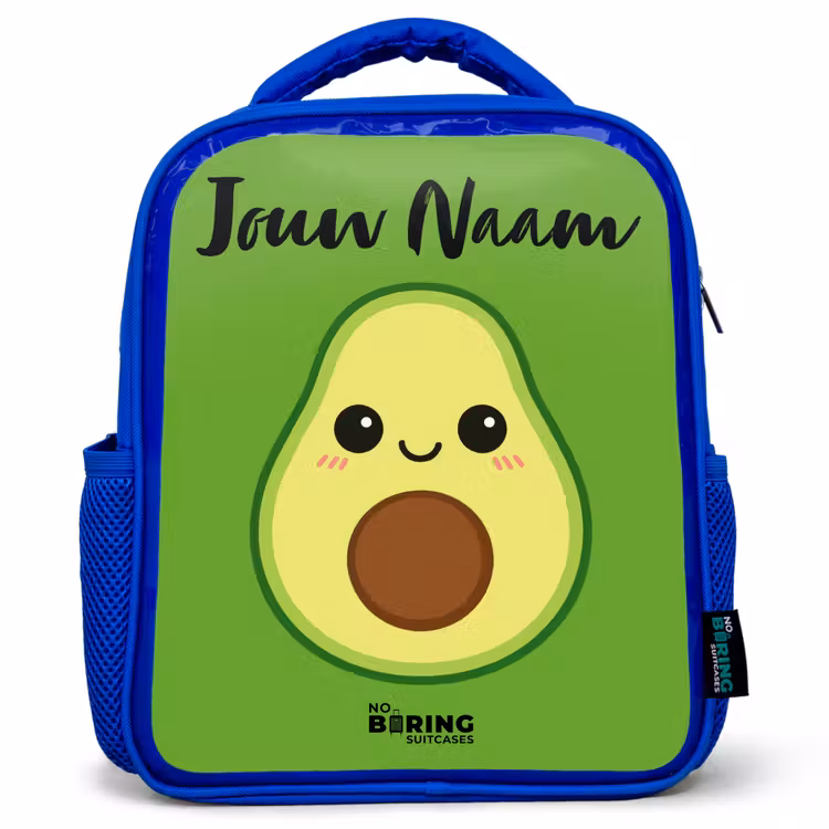 Kinderrugzak met naam - Blauw - Kawai - Avocado - Groen — 1