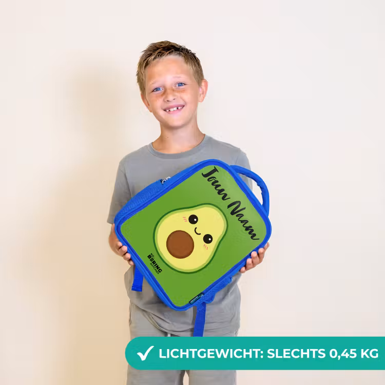 Kinderrugzak met naam - Blauw - Kawai - Avocado - Groen — 2