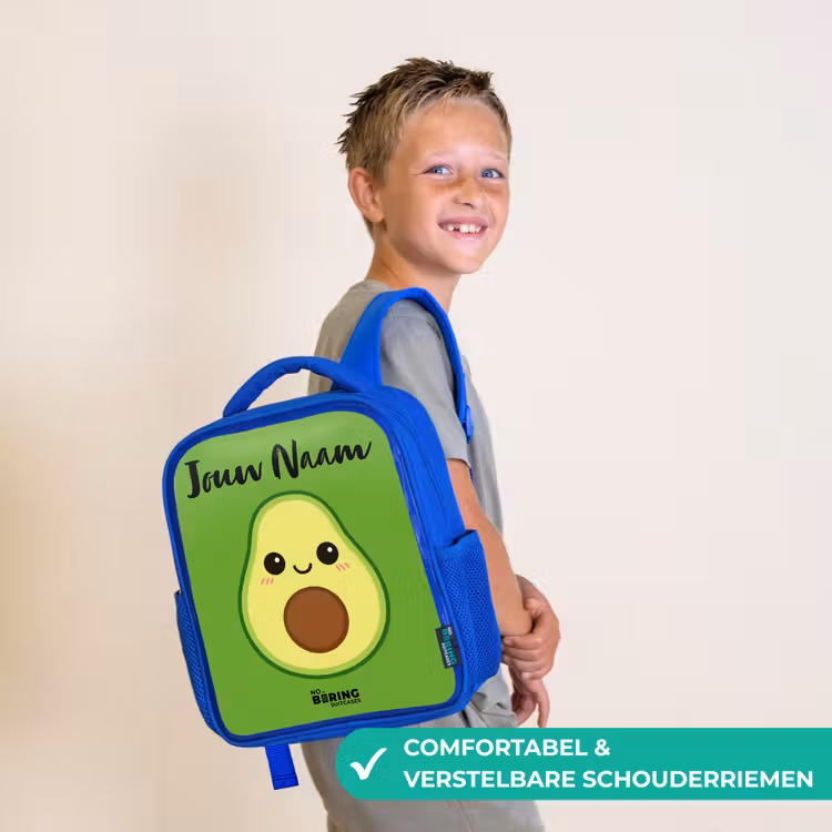 Kinderrugzak met naam - Blauw - Kawai - Avocado - Groen — 4