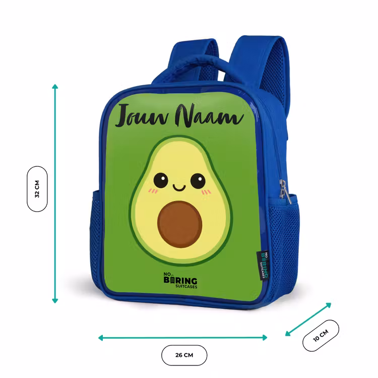 Kinderrugzak met naam - Blauw - Kawai - Avocado - Groen — 6