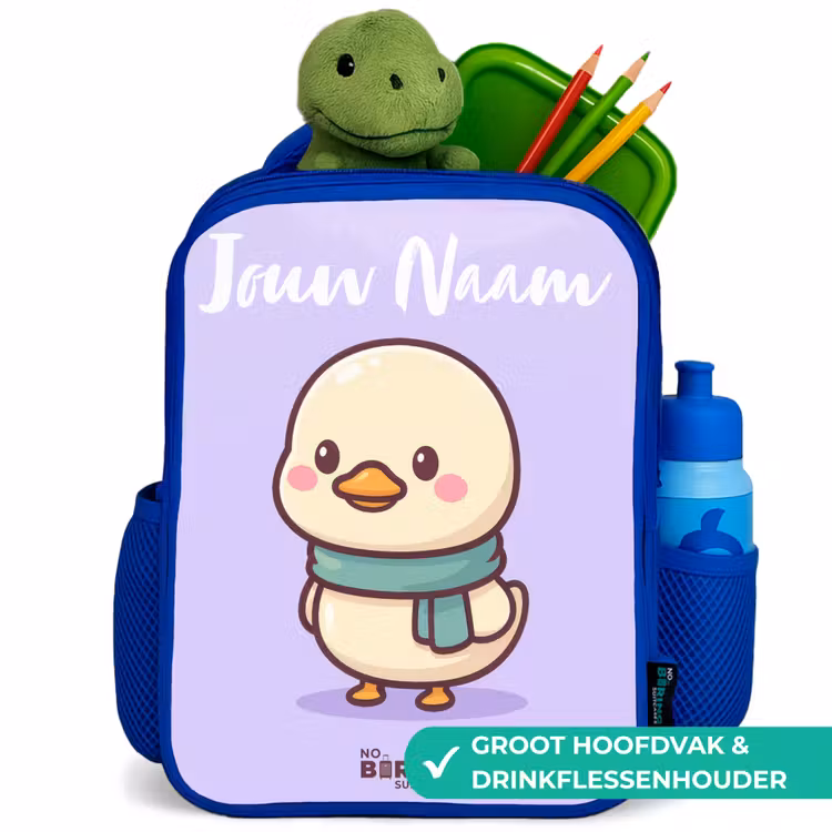 Kinderrugzak met naam - Blauw - Kawai - Eend - Sjaal — 5