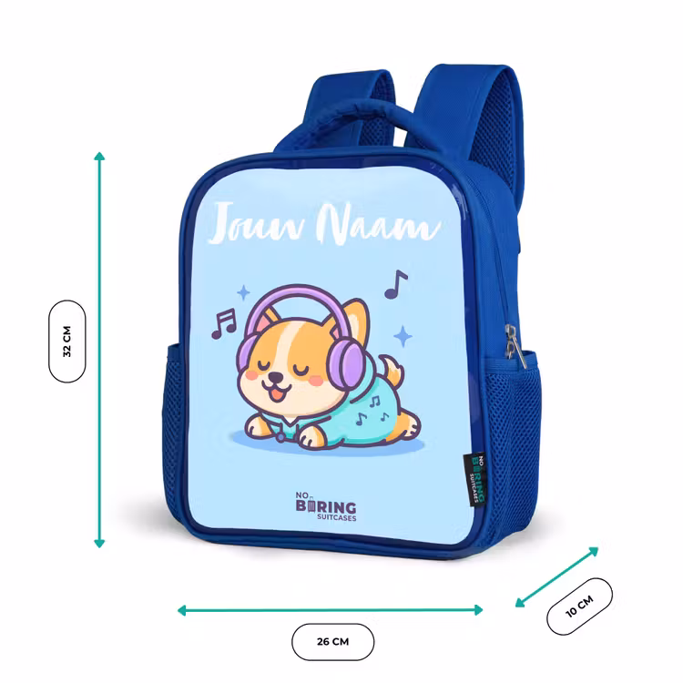 Kinderrugzak met naam - Blauw - Kawai - Hond - Muziek — 6
