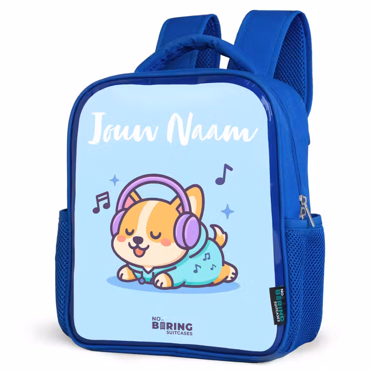 Kinderrugzak met naam - Blauw - Kawai - Hond - Muziek — 9