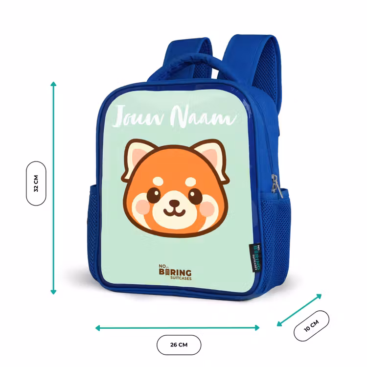 Kinderrugzak met naam - Blauw - Kawai - Rode panda - Groen — 6