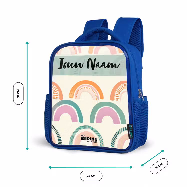 Kinderrugzak met naam - Blauw - Regenboog - Pastel - Patroon — 6