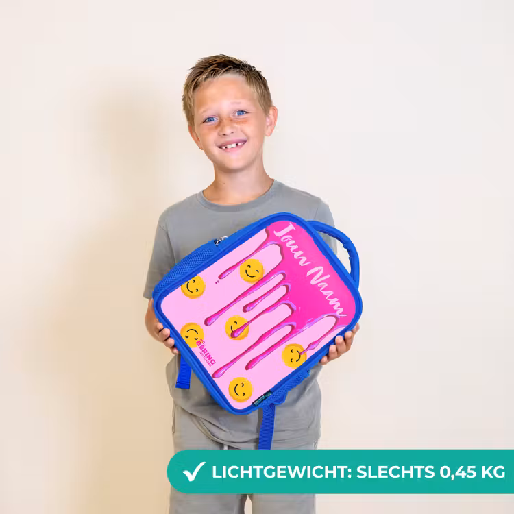 Kinderrugzak - Blauw - Verf - Smiley - Roze — 2