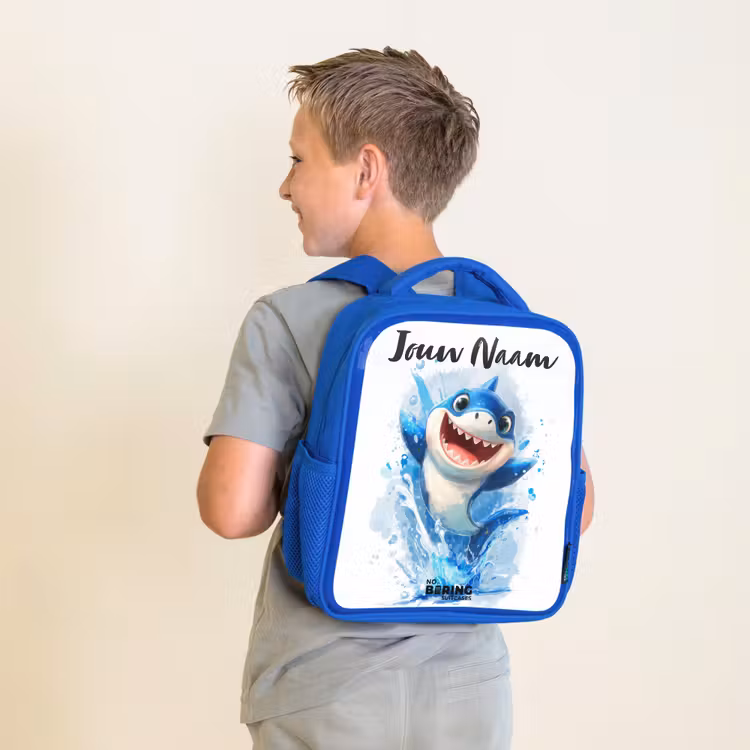 Kinderrugzak - Blauw - Haai - Tanden - Water — 3