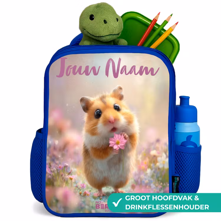 Kinderrugzak - Blauw - Hamster - Bloem - Natuur - Dier — 5
