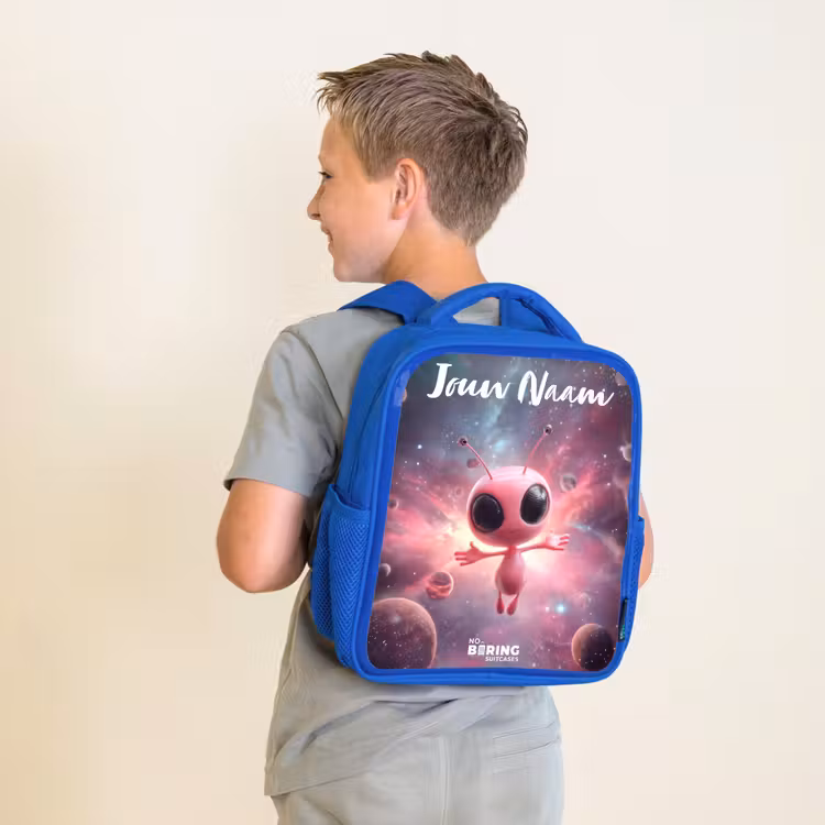 Kinderrugzak - Blauw - Roze Alien in Sterrennevel — 3