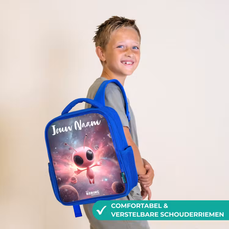 Kinderrugzak - Blauw - Roze Alien in Sterrennevel — 4