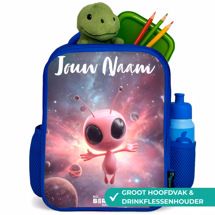 Kinderrugzak - Blauw - Roze Alien in Sterrennevel — 5