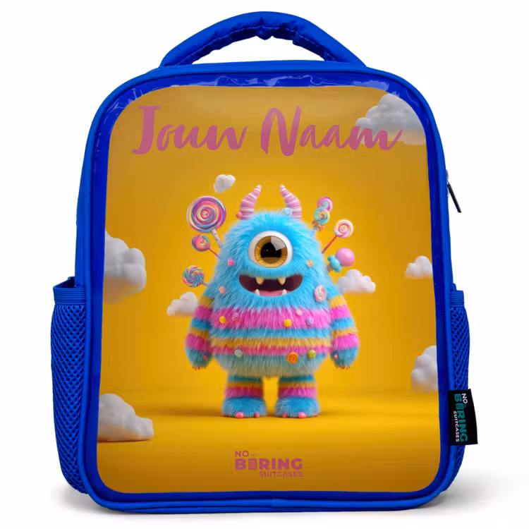 Kinderrugzak - Blauw - Snoep - Monster - Regenboog — 1