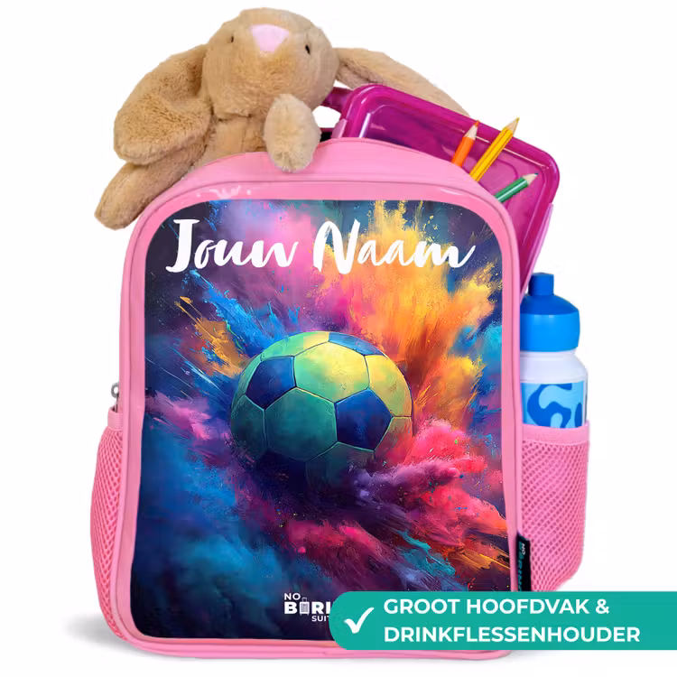 Kinderrugzak met naam - Roze - Neon - Bal - Kleurrijk — 2