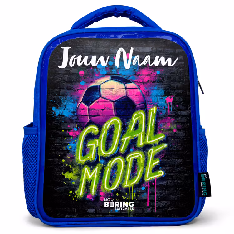 Kinderrugzak met naam - Blauw - Neon - Graffiti - Voetbal - Kleurrijk — 1