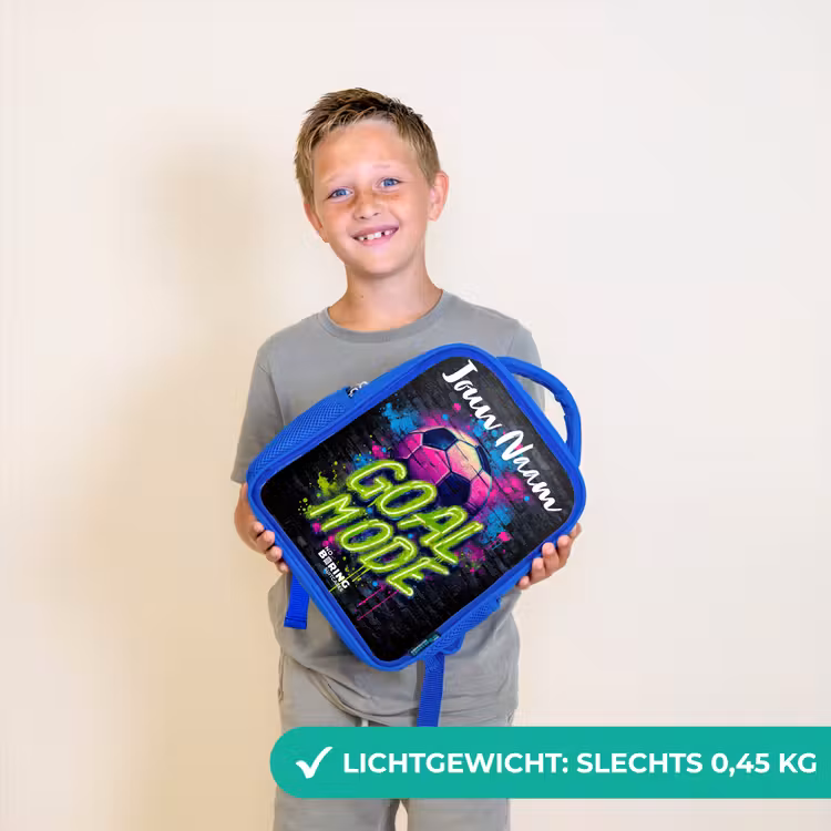 Kinderrugzak met naam - Blauw - Neon - Graffiti - Voetbal - Kleurrijk — 2