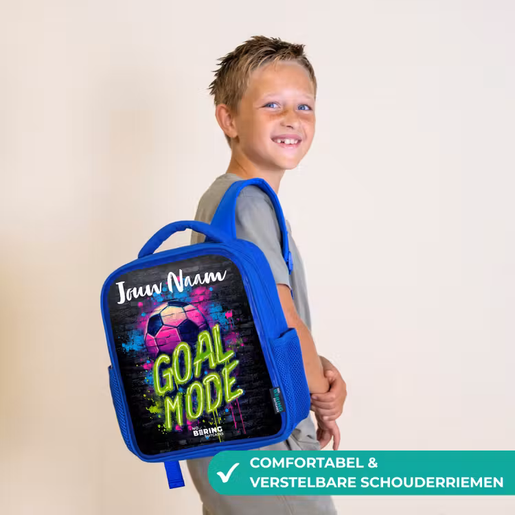 Kinderrugzak met naam - Blauw - Neon - Graffiti - Voetbal - Kleurrijk — 4