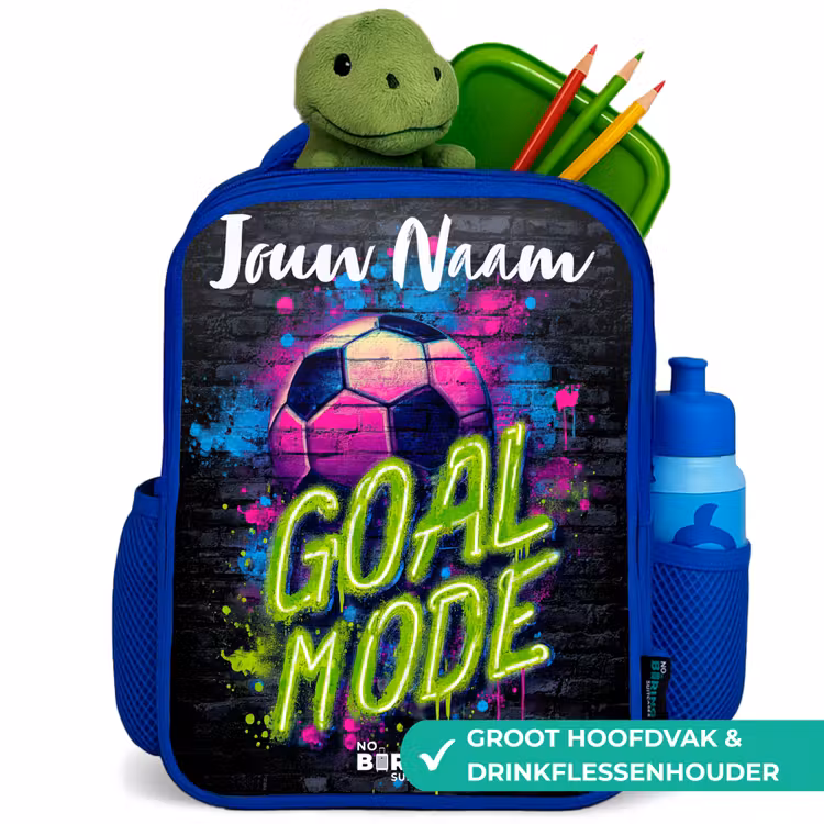 Kinderrugzak met naam - Blauw - Neon - Graffiti - Voetbal - Kleurrijk — 5