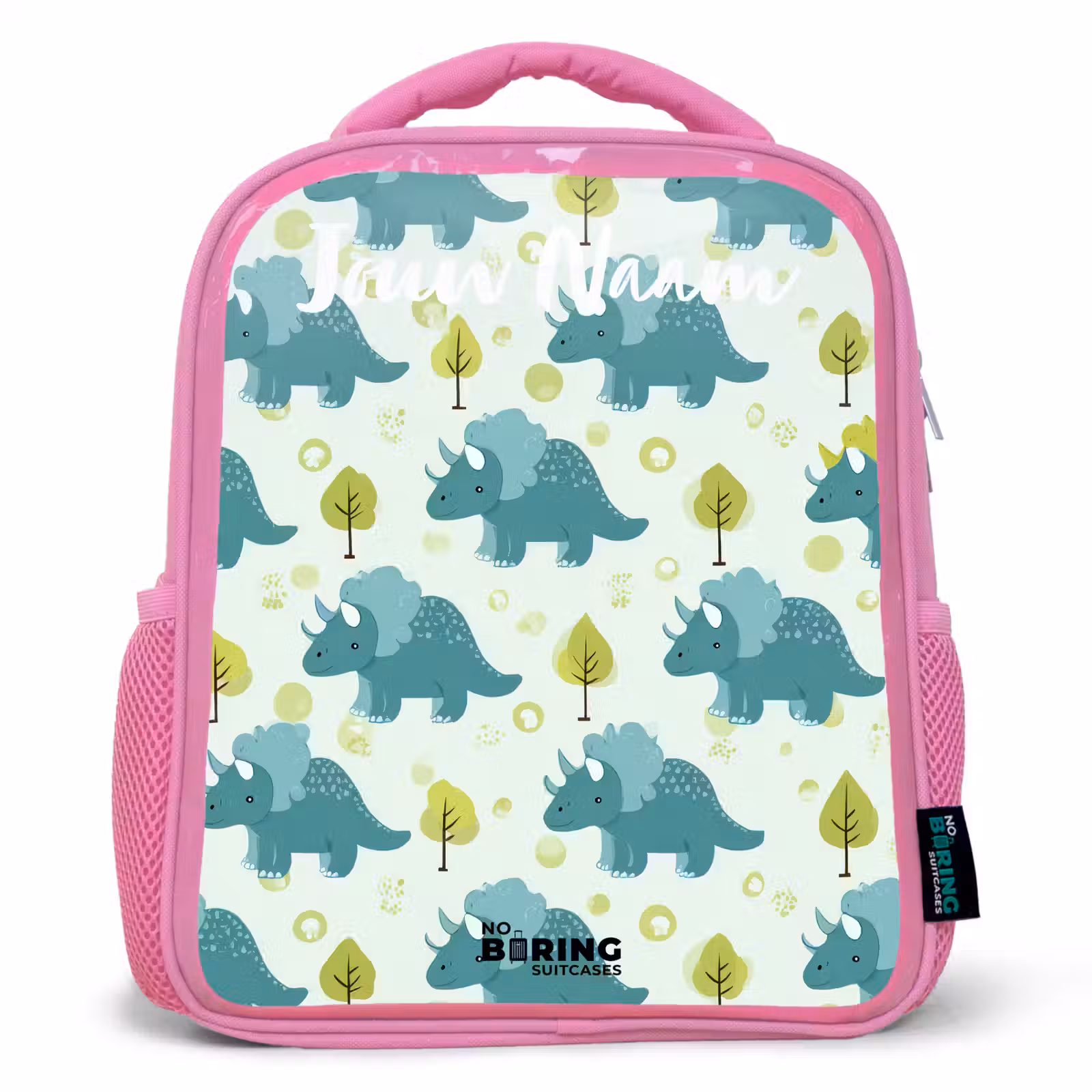 Kinderrugzak met naam - Roze - Dinos - Patroon - Natuur — 1