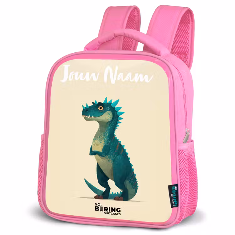 Kinderrugzak met naam - Roze - Dino - Dier - Blauw - Groen — 6