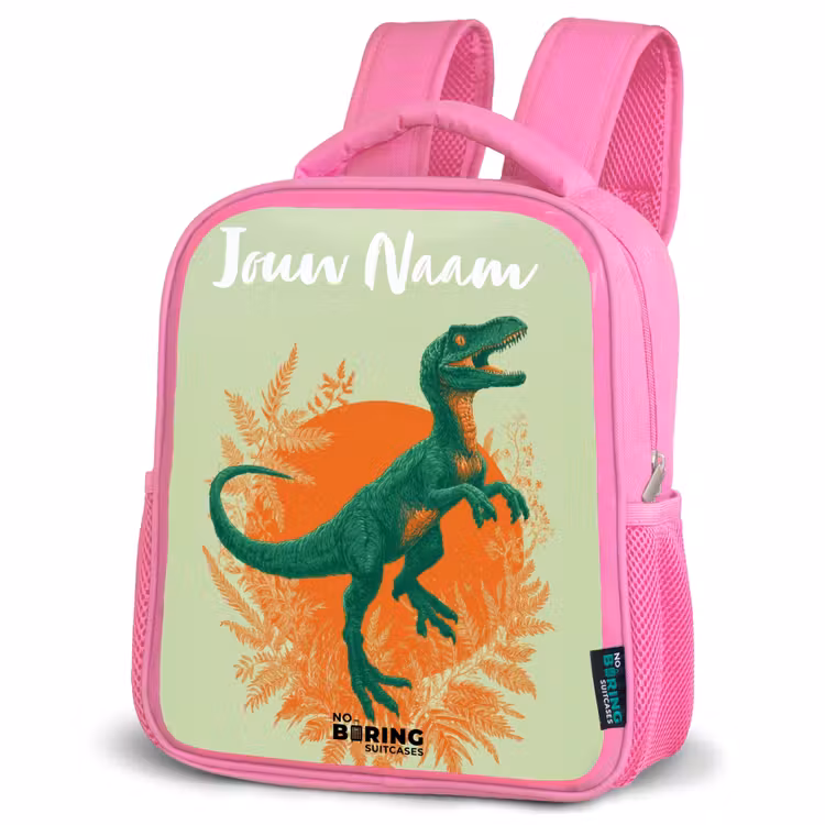 Kinderrugzak met naam - Roze - Dino - Natuur - Groen — 6