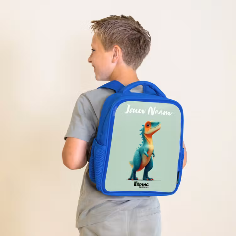 Kinderrugzak - Blauw - Dino - Dier - Groen - Oranje — 3