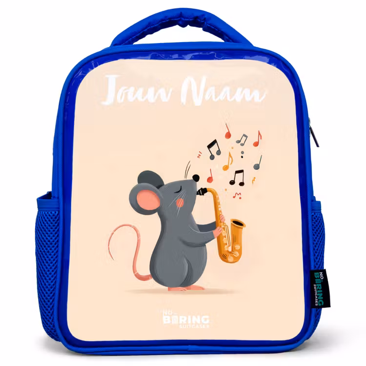 Kinderrugzak - Blauw - Muis - Saxofoon - Muziek — 1