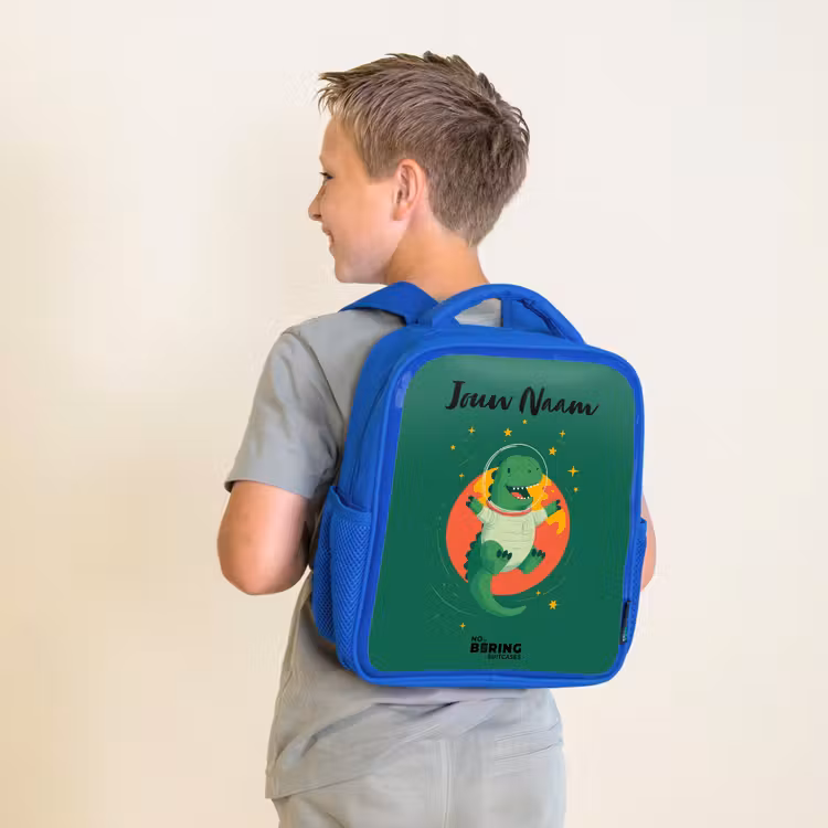 Kinderrugzak - Blauw - Dino - Planeet - Sterren - Groen — 3