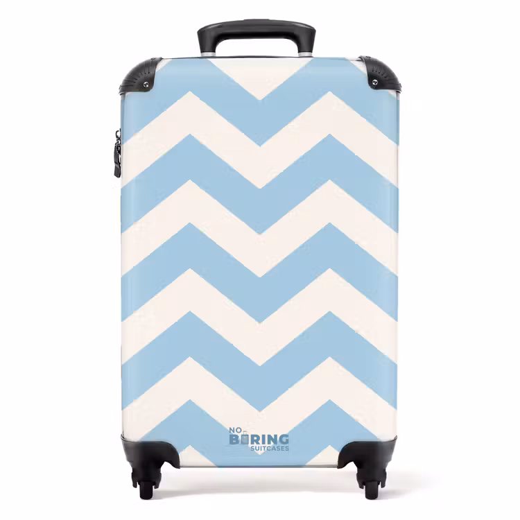 Koffer - Zigzag patroon in blauw en wit — 1