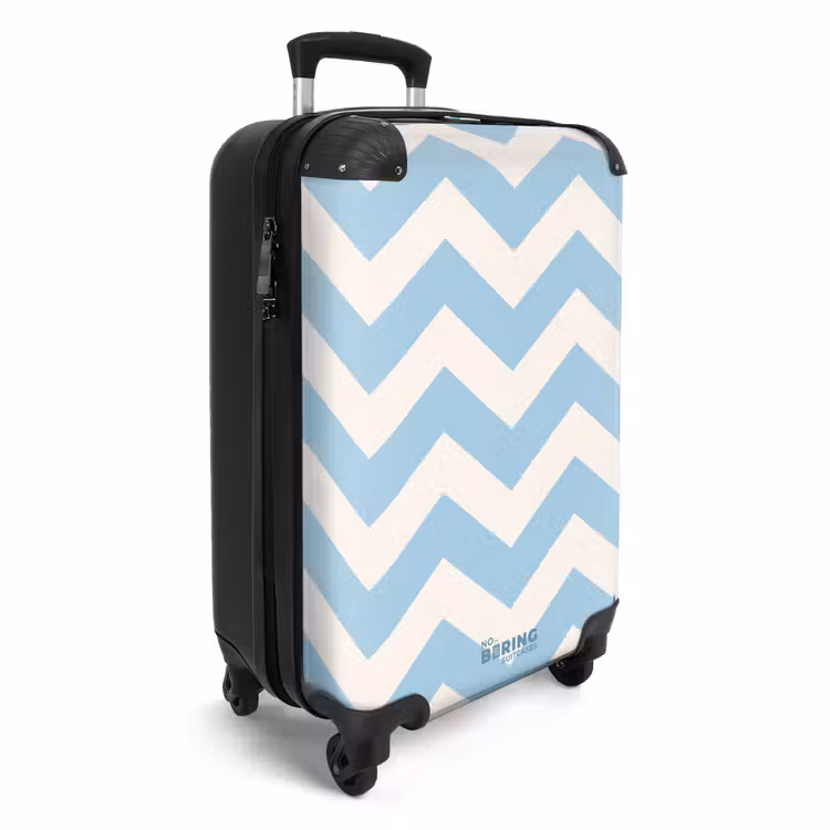 Koffer - Zigzag patroon in blauw en wit — 2