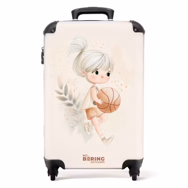 Koffer - Meisje met een basketbal in neutrale kleuren. — 1