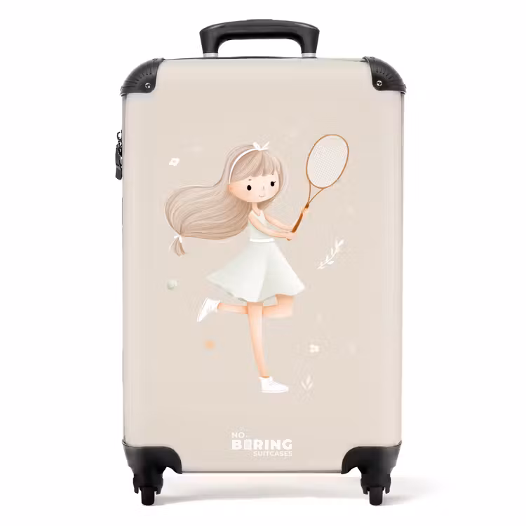 Koffer - Meisje speelt tennis in beige kleuren — 1