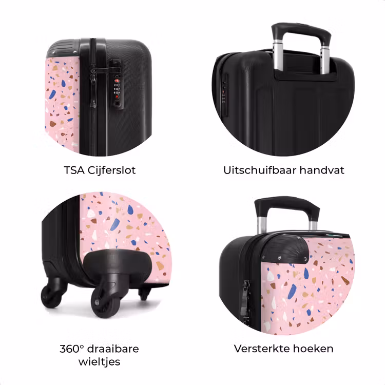 Koffer - Terrazzo patroon veelkleurig roze en blauw — 7