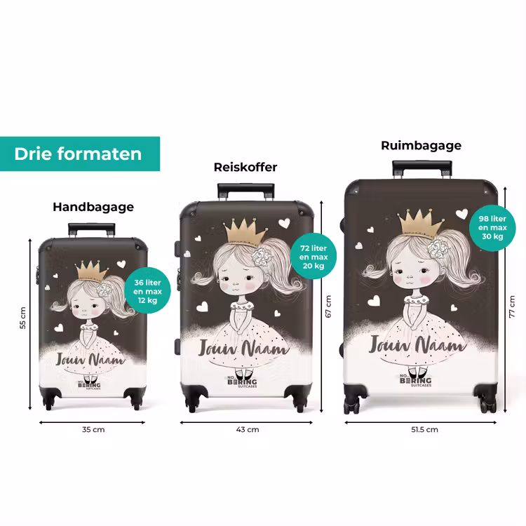 Koffer met naam - Verlegen prinses met bloem — 3