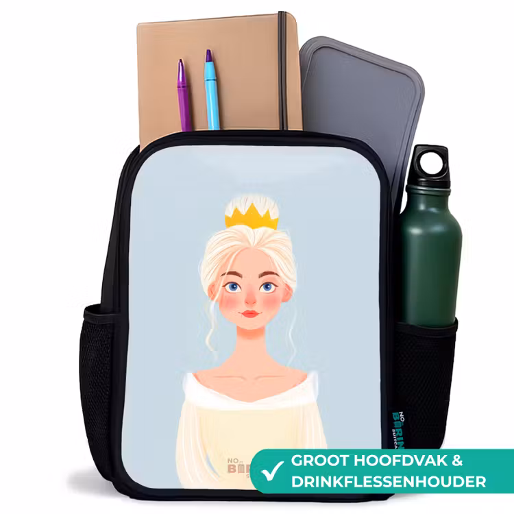 Kinderrugzak - Zwart - Prinses met een gouden kroon - Blauw — 4