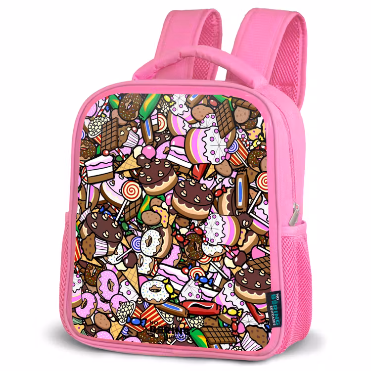 Kinderrugzak - Roze - Overvol patroon met lekkernijen — 6